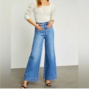NWT BCBGMAXAZRIA Medium Wash Wide Leg & High Rise Jeans, Size 28